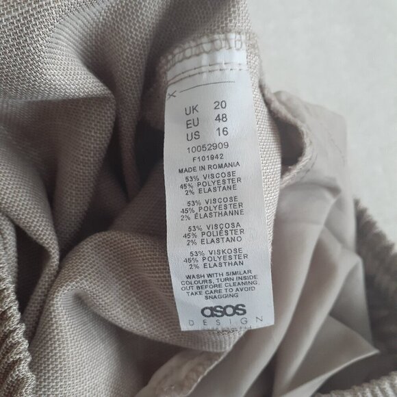 ASOS Women's Size 16 Brown Hourglass Textured Suit Jogger Lightweight Pants - Picture 6 of 12